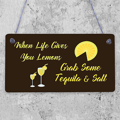 Lemons Tequila Man Cave Funny Home Bar Alcohol Hanging Plaque Friend Gift Sign