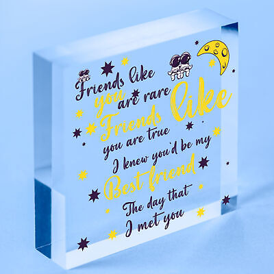 Rare Best Friends Friendship Sign Wood Heart Birthday Plaque Chic Thank You Gift