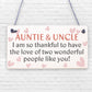 Auntie Uncle Thank You Wooden Hanging Plaque Gift Shabby Chic Love Sign Present