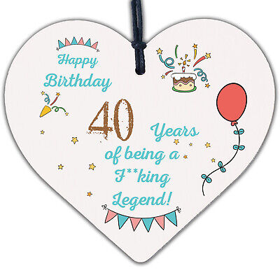 40th Birthday Gift Funny Wood Heart Dad Mum Sister Brother Gift 40th Decoration