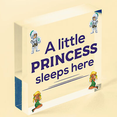 Princess Sleeps Plaque Door Nursery Bedroom Sign Gift Baby Girls Fairytale Decor