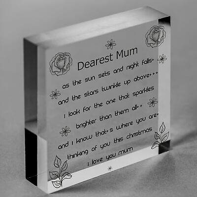 Christmas Memorial Mum Tree Bauble Gift Memory Hanging Plaque Decoration Sign