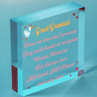 Great Grandad Christmas Memorial Decoration Wooden Heart Memorial Plaque Gift