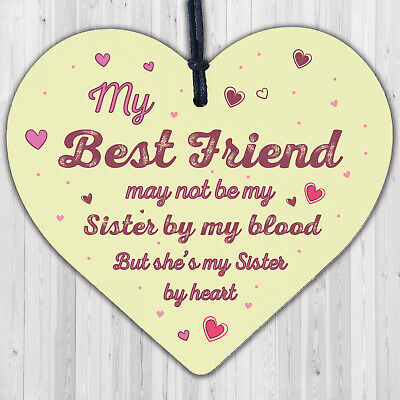 Sister By Heart Best FRIEND Gift Heart Christmas Friendship Gift Birthday Plaque