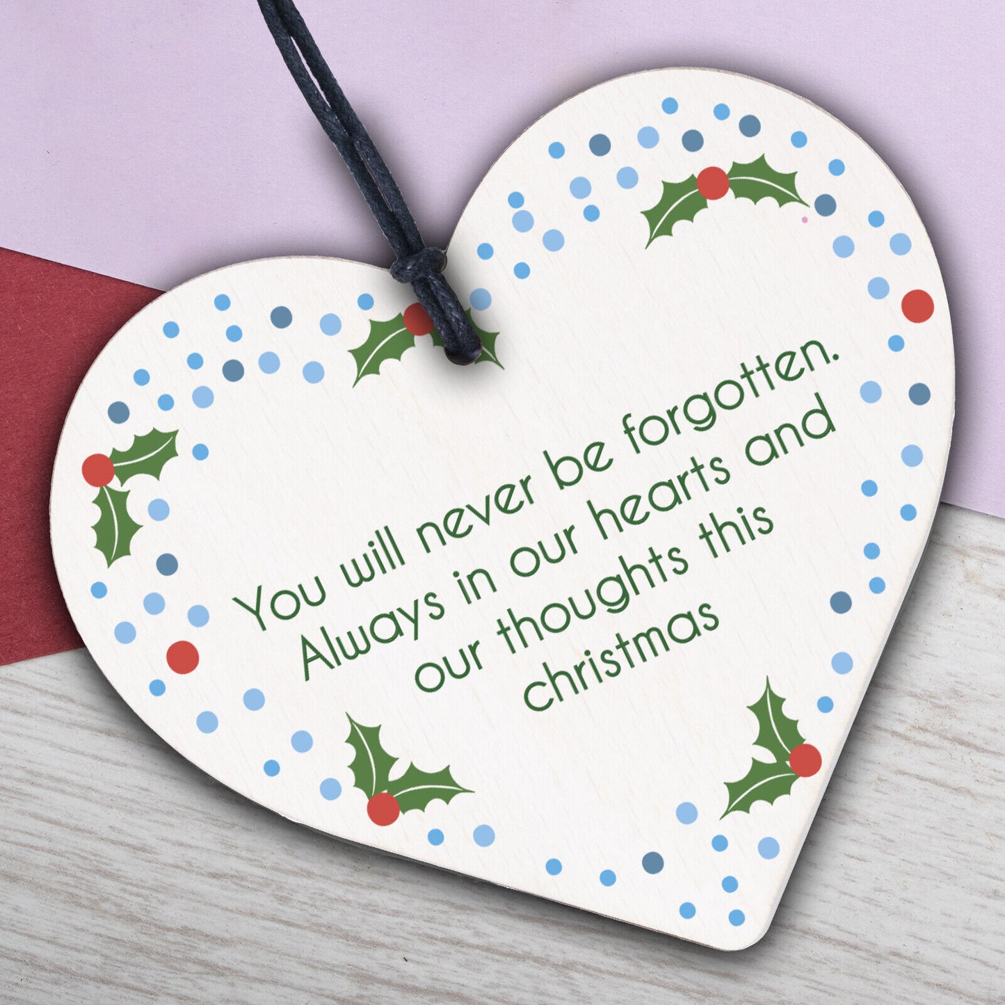 Christmas In Heaven Xmas Tree Decoration Memorial Quote Heart Plaque Love Poem