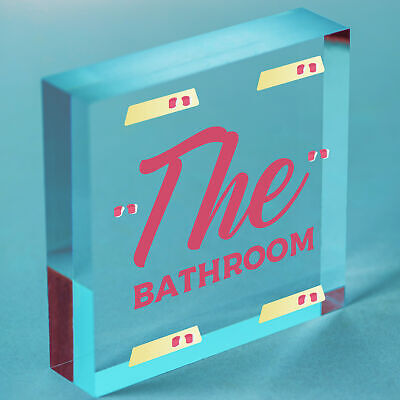 THE BATHROOM' Shabby Chic Door Sign Plaque Sign for Toilet or Bathroom The Loo