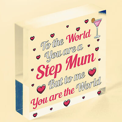 THANK YOU Step Mum Daughter Mum Mummy Gifts Wooden Heart Plaque Birthday Gift