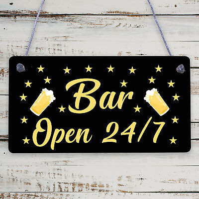 Bar Sign Pub Club Home Bar Open Display Hanging Plaque Kitchen Friendship Gift