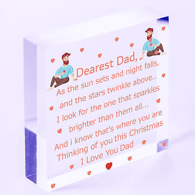 Christmas Memorial Dad Tree Bauble Gift Memory Hanging Plaque Decoration Sign