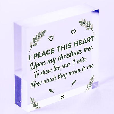 Christmas Tree Decoration Bauble Memorial Poem Wooden Heart Plaque Family Gifts