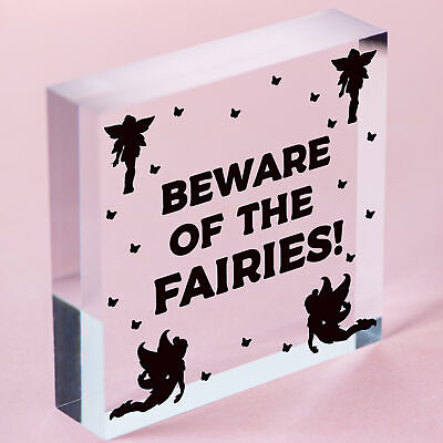 Beware Of The Fairies Funny Garden Sign House Door Wall Plaque Fairy Garden Gift