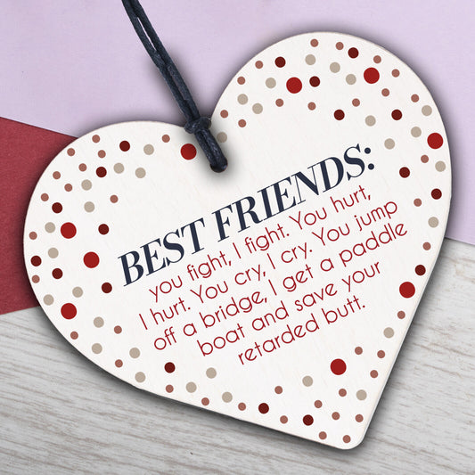 Best Friends Bring Prosecco Wooden Hanging Heart Plaque Novelty Alcohol Sign