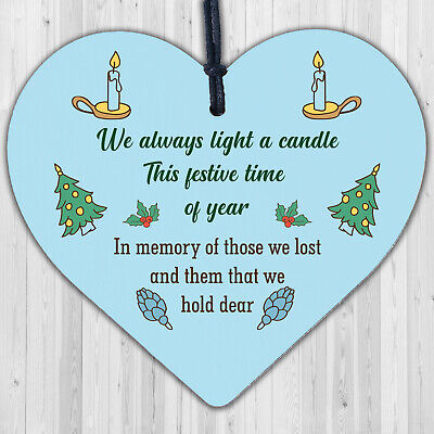 Light Candle Christmas Memorial Bereavement Hanging Plaque Tree Decoration Sign