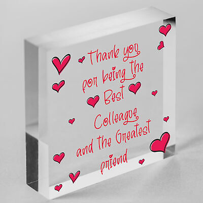 Thank You Wood Heart Plaque Friendship Gift For Colleague Friend New Job Present