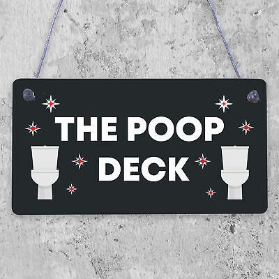 Nautical Bathroom Sign Poop Deck Funny Bathroom Toilet Loo Shabby Chic Sign