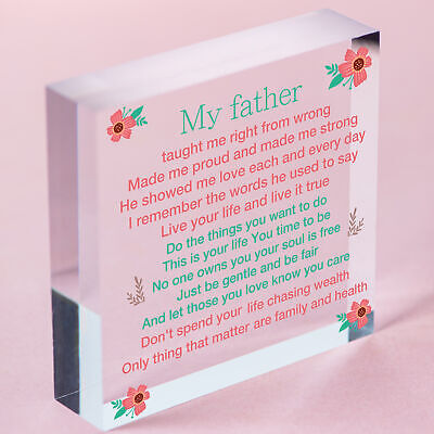 My Father Fathers Day Dad Wood Heart Sign Memorial Plaque For Him Daughter Gift