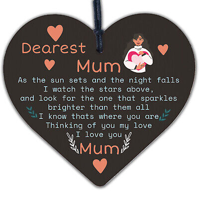 Mum Memorial Bauble Plaque Birthday Christmas Tree Decoration Wooden Heart Gift