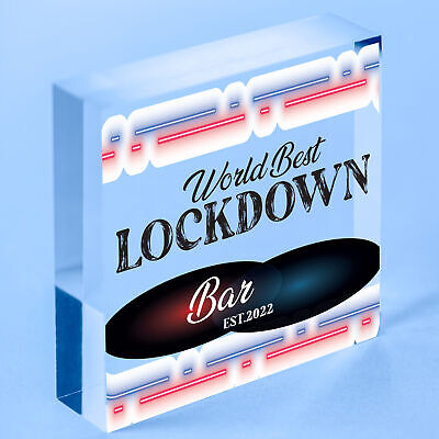 BEST LOCKDOWN BAR Funny Home Bar Sign Man Cave Plaque Alcohol Beer Gin Gift