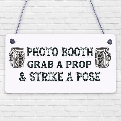 Photo Booth Grab A Prop & Pose Cute Hanging Wedding Day Sign Decoration Plaque