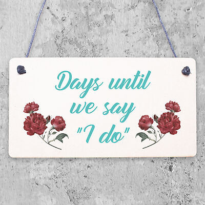 Wedding Countdown I DO Chalkboard Plaque Sign Engagement Gift Fiance Mr & Mrs