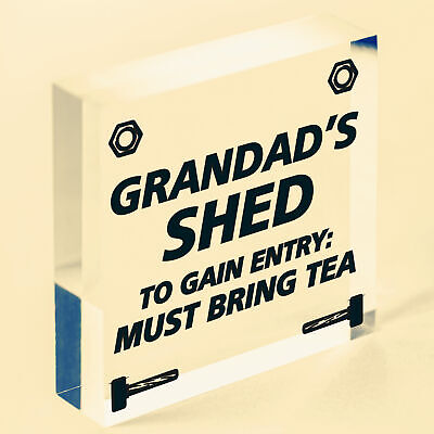 Grandads Shed Must Bring Tea Novelty Wooden Hanging Plaque Garage Sign Gift