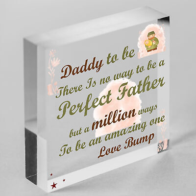 Daddy Dad To Be Present From Bump Baby Shower Wood Heart Plaque Decoration Gift