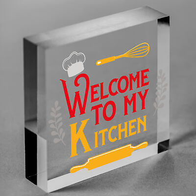 Welcome My Kitchen Plaque House Door Wall Sign Mum Dad Nan Grandad Birthday Gift