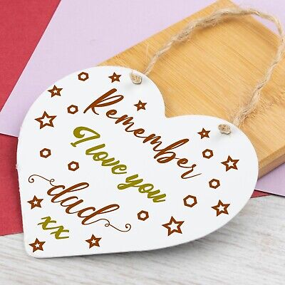 Remember I Love You Dad Wood Heart Gift For Fathers Day Birthday Keepsake