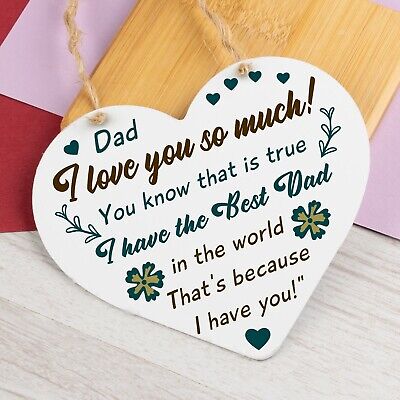 Dad Gift For Birthday Fathers Day Engraved Wood Heart Gift From Son Daughter