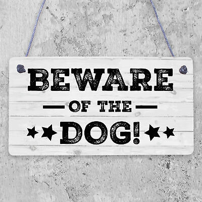 Beware Of The Dog Novelty Wooden Hanging Shabby Chic Plaque Dog Owner Sign Gift