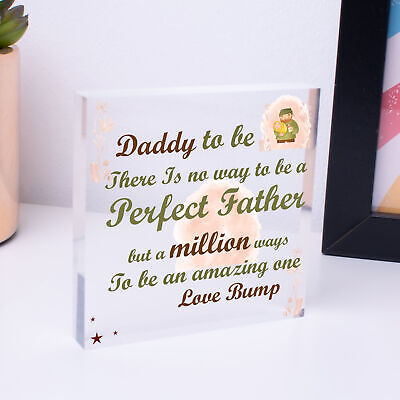 Daddy Dad To Be Present From Bump Baby Shower Wood Heart Plaque Decoration Gift