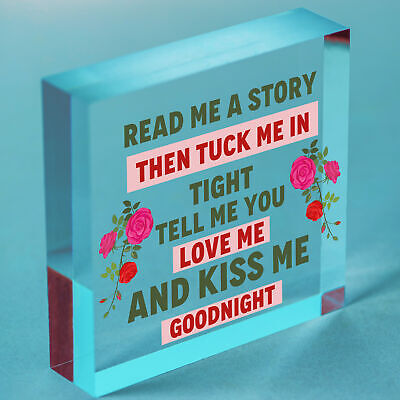 Read Me A Story Kiss Me Goodnight Wooden Hanging Plaque Bedroom Door Decor Sign