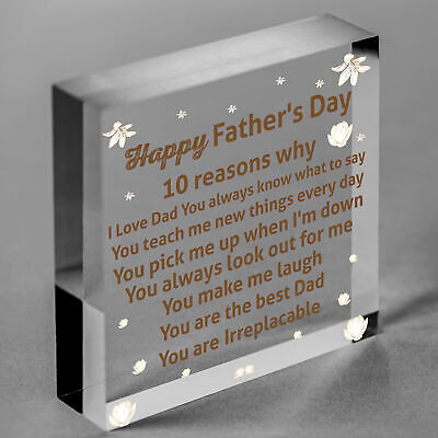 Reasons Why I Love Dad Wooden Heart Fathers Day Gift From Daughter Son Keepsake