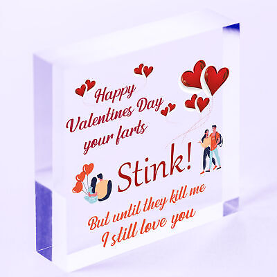 Funny Happy Valentines Day Gift For Boyfriend Girlfriend Husband Wife Wood Heart