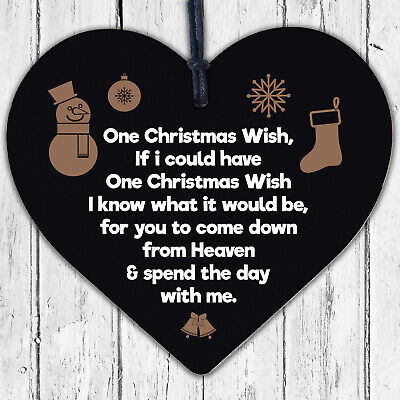 Christmas Wish Heaven Tree Memorial Gift Memory Hanging Bauble Keepsake Sign NEW