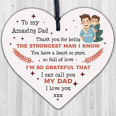 Dad Gifts Hanging Wood Heart Birthday Fathers Day Gift For Dad From Daughter Son