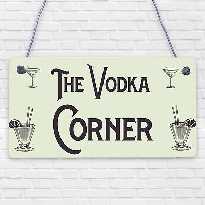 Vodka Corner Garden Shed Sign Kitchen Plaque Funny Alcohol Home Bar Pub Sign