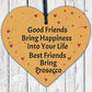 Best Friends Bring Prosecco Wooden Hanging Heart Plaque Novelty Alcohol Sign New