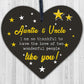 Auntie Gifts For Uncle Thank You Wooden Heart Plaque Chic Sign Birthday Presents