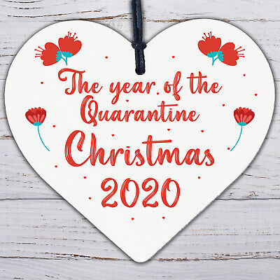 Quarantine 2020 Memory Christmas Tree Bauble Engraved Heart Xmas Decoration