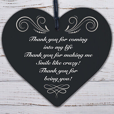 Thank You Gift For Husband Wife Boyfriend Girlfriend Wood Heart Love Plaque