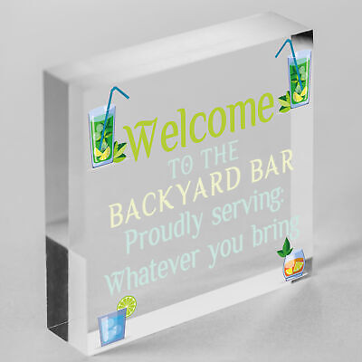 Novelty Garden Sign Backyard Bar Plaque Alcohol Man Cave Vintage Beer Gin Sign