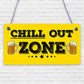 Chill Out Zone Man Cave Shed SummerHouse Sign Hot Tub Home Wall Door Plaque Gift