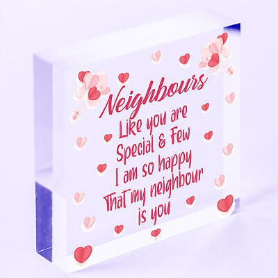 Thank You Neighbour Gift Wooden Heart Plaque Friendship Friend Home Gift Sign