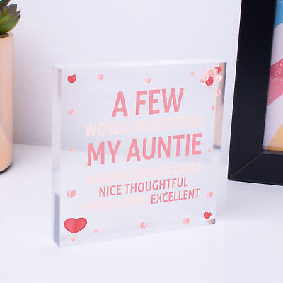 Auntie Gifts Auntie Birthday Card Gift Wood Heart Plaque Mothers Day Sister Gift