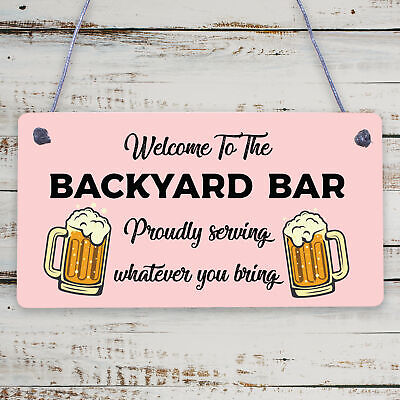 Novelty Backyard Bar Hanging Plaque Garden Alcohol Sign Man Cave Kitchen Decor