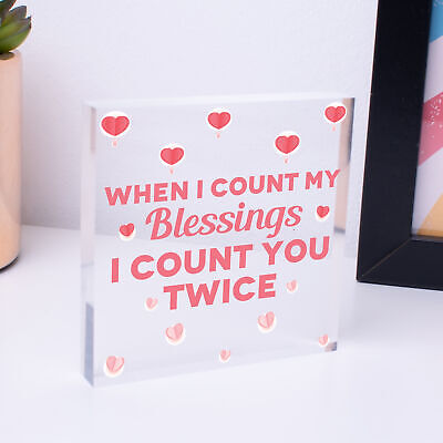 Blessings Count You Twice Wooden Hanging Heart Plaque Friendship Love Gift Sign