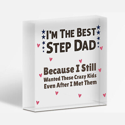 Best Step Dad Crazy Kids Novelty Wooden Hanging Plaque Fathers Day Love Gift