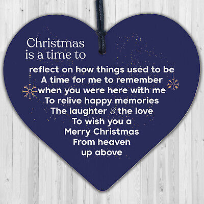 In Memory Christmas Wooden Heart Decoration Memorial Quote Tree Sign Plaque Gift