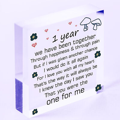 Anniversary 1st Wedding Anniversary Engagement Wooden Heart Plaque Gift Keepsake